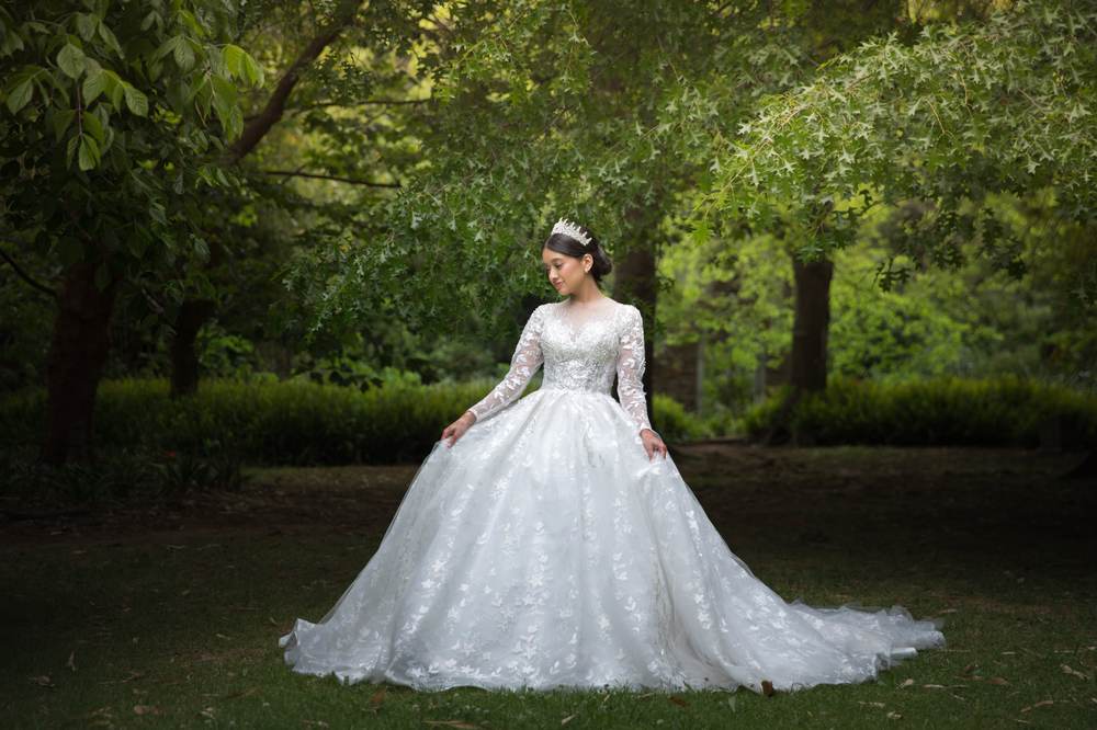 Wedding gown from the Saarahjasmin Couture rail being customised for a bride