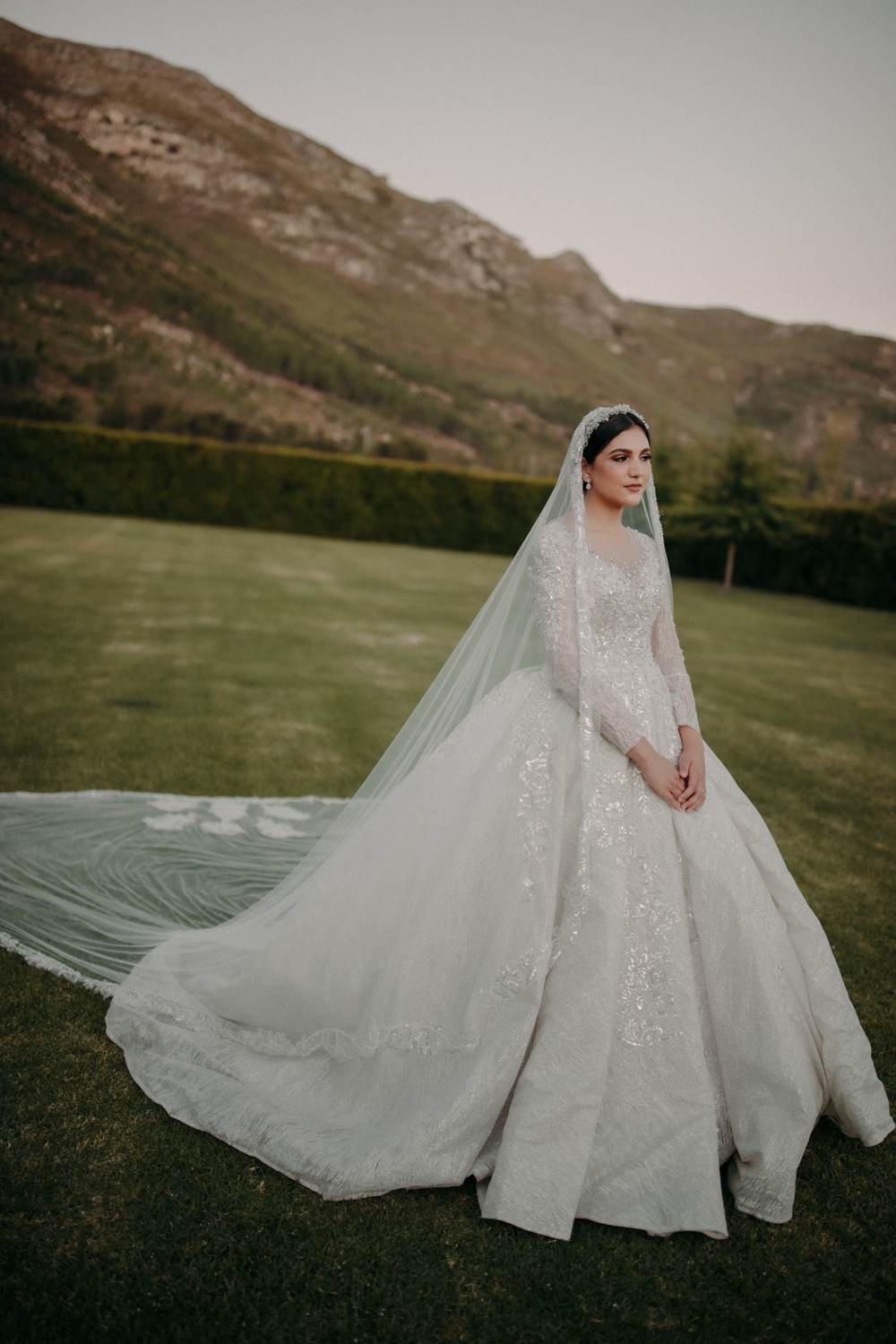 Bride outside Cape Town in a Saarahjasmin Couture gown