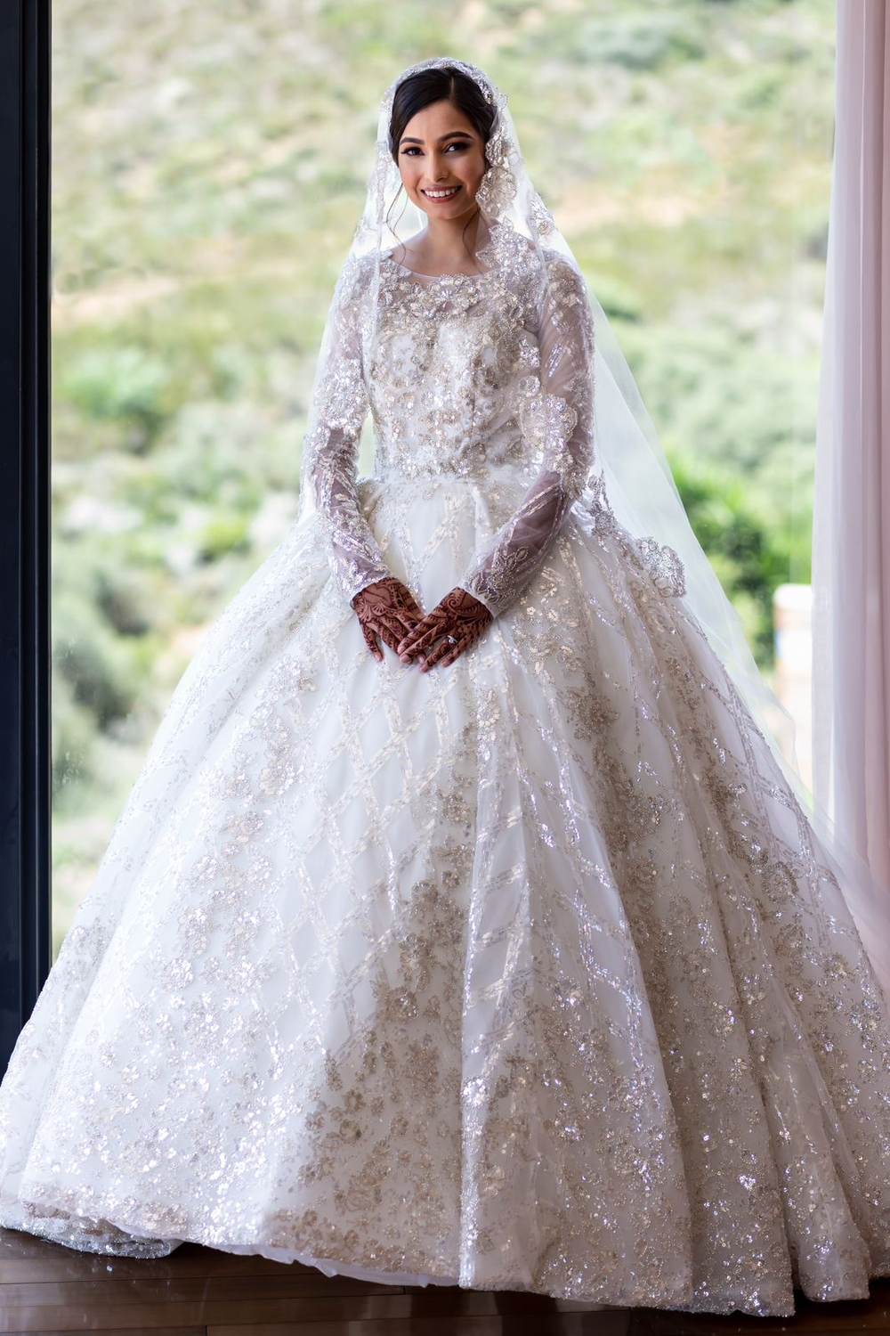 Bride in a custom Saarahjasmin Couture wedding gown